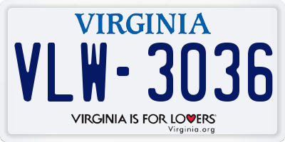 VA license plate VLW3036