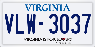 VA license plate VLW3037