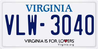 VA license plate VLW3040