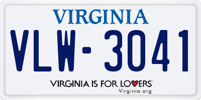 VA license plate VLW3041