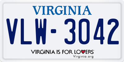 VA license plate VLW3042