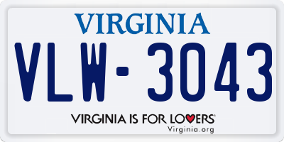 VA license plate VLW3043