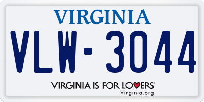 VA license plate VLW3044