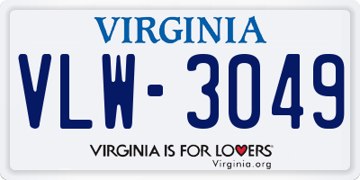 VA license plate VLW3049