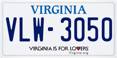 VA license plate VLW3050