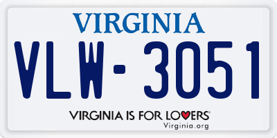 VA license plate VLW3051