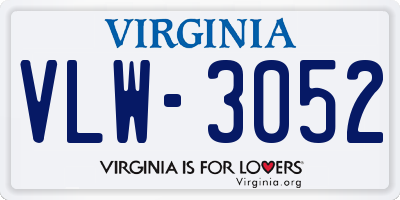 VA license plate VLW3052