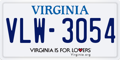 VA license plate VLW3054