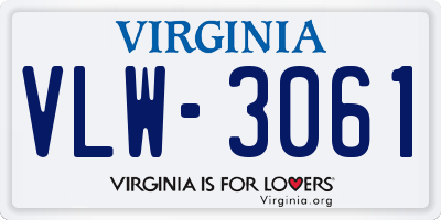 VA license plate VLW3061