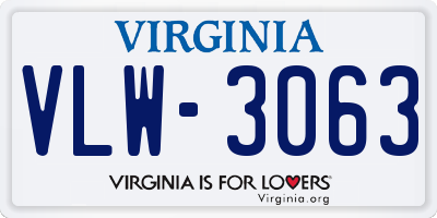 VA license plate VLW3063