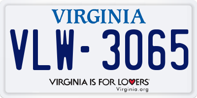 VA license plate VLW3065