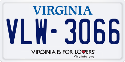 VA license plate VLW3066