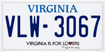 VA license plate VLW3067