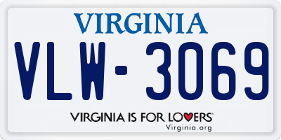 VA license plate VLW3069