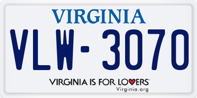 VA license plate VLW3070