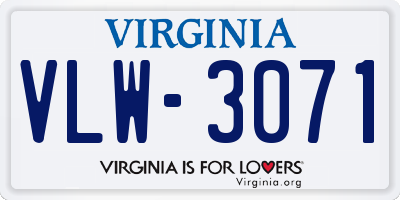 VA license plate VLW3071