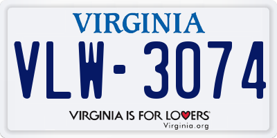 VA license plate VLW3074