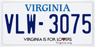 VA license plate VLW3075