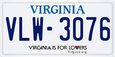 VA license plate VLW3076