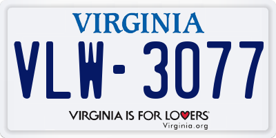 VA license plate VLW3077