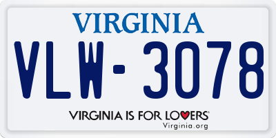 VA license plate VLW3078