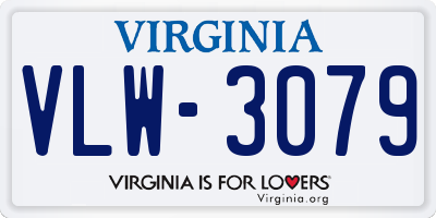 VA license plate VLW3079