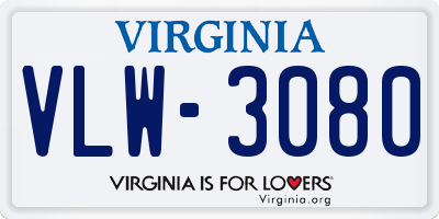 VA license plate VLW3080