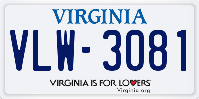 VA license plate VLW3081