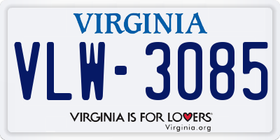 VA license plate VLW3085