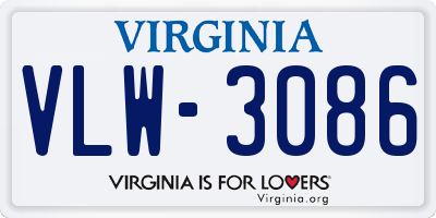 VA license plate VLW3086