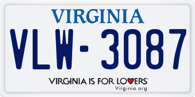 VA license plate VLW3087