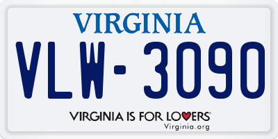 VA license plate VLW3090