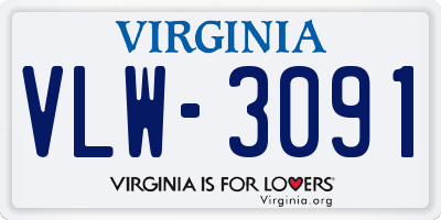 VA license plate VLW3091