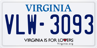 VA license plate VLW3093