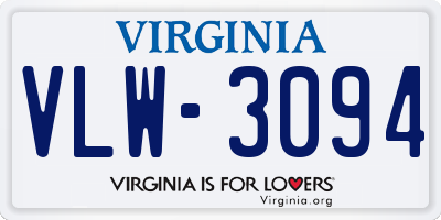 VA license plate VLW3094