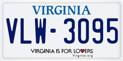 VA license plate VLW3095