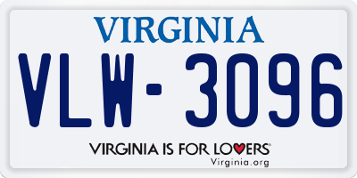 VA license plate VLW3096