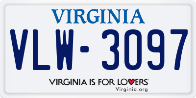 VA license plate VLW3097