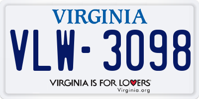 VA license plate VLW3098