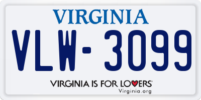 VA license plate VLW3099