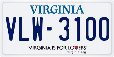 VA license plate VLW3100