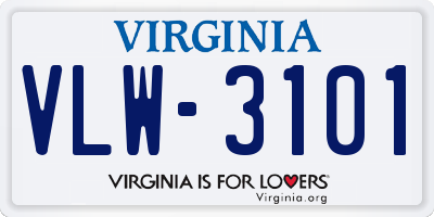 VA license plate VLW3101