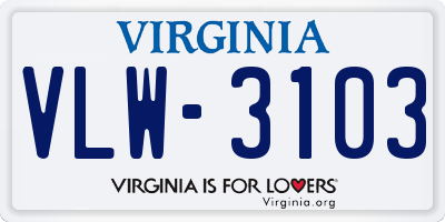 VA license plate VLW3103