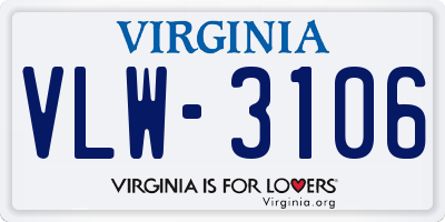 VA license plate VLW3106