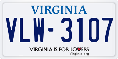 VA license plate VLW3107