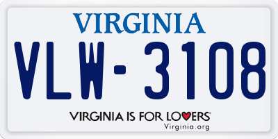 VA license plate VLW3108