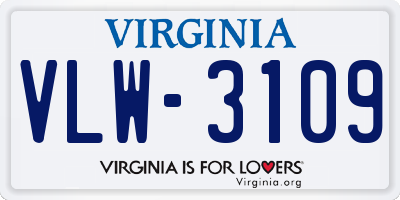 VA license plate VLW3109