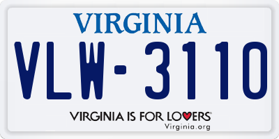 VA license plate VLW3110