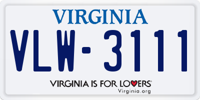 VA license plate VLW3111