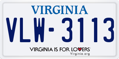 VA license plate VLW3113